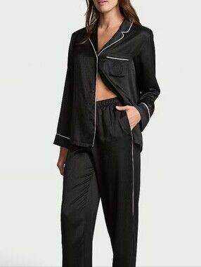 Victoria's Secret Signature Black Satin Set Size Small